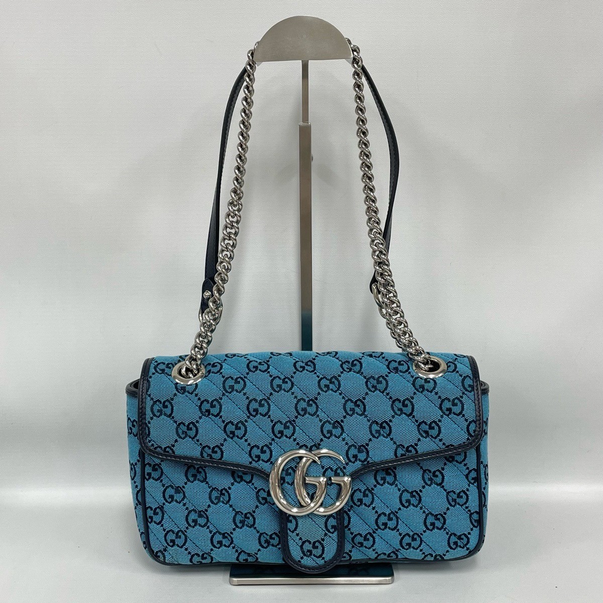 Gucci Marmont 26 Blue Denim Shoulder Crossbody Bag Almost Brand