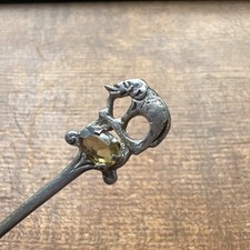 VTG Sterling Silver Marked SS Elephant With Gemstone Souvenir Spoon FREE SHIP