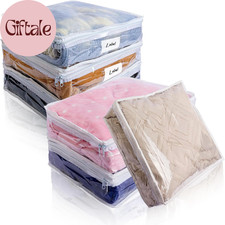 Clear Zippered Storage Bags Plastic Sweater Storage Bags with Zipper 6 Packs Clo