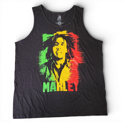 ZION Bob Marley Jamaican Icon Cotton Tank Top Sleeveless Reggae Black XXL Shirt