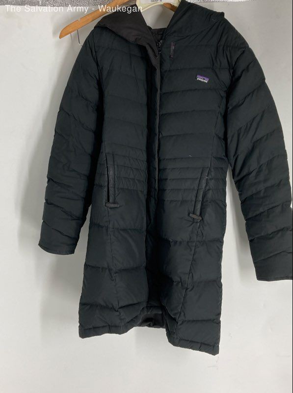 Patagonia Girls Black Long Sleeve Full Zip Hooded Puffer Jacket Size 2XL