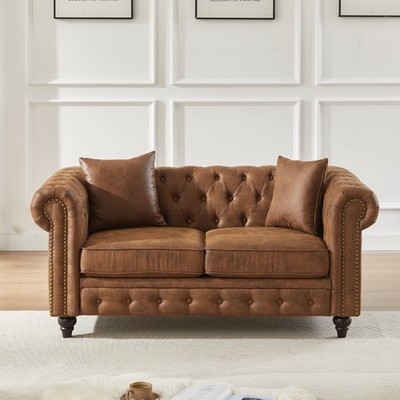 FX 63.5'' Contemporary Design chesterfield sofa, Tech Fabric Button Design Livi