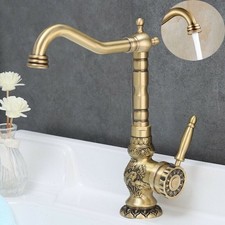 Antique Copper Tall Bathroom Faucet Vanity Basin Sink Swivel Spout RV Mixer Tap