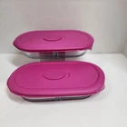 2 Pyrex Divided Clear Glass Dish Bowl 2 Cup 11.5 inches Model 8300 Vented Lid