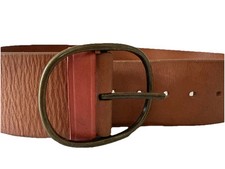 Country Road Belt Tan Genuine Leather With Gold Buckle Small Waist Fit Bronze