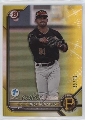 2022 Bowman 1st Edition Yellow Foil 29/75 Nick Gonzales #BPPF-77 2s2
