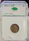 1909 S VDB US Lincoln Cent 1c Key Date VF