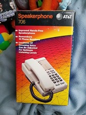 NIB AT T Speakerphone 706 Corded Telephone off white/brown see pics