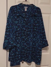 Catherine's multicolored 3/4 sleeve blouse 4X  30/32W