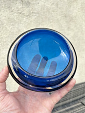 MID CENTURY 60'S WHITEFRIARS 9514 BLUE CASED ART GLASS BOWL GEODE DISH G BAXTER