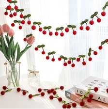 DIY Cherry Pom Garland, 3 Strands 6.6ft, Shower Decor, Red