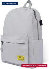 Lightweight 15.6 Laptop Backpack USB Charging Water Resistant Beige Gray
