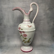 Grande aiguière vase faience K&G KG Lunéville décor libellule d'après Gallé