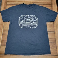 Galveston Island Jeep Surf Board Black Unisex Tee - Size Large