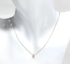 Agete Agate 10K Rose Gold 16”Necklace W/Natural Diamond Bezel 0.01 ct 1.14 g