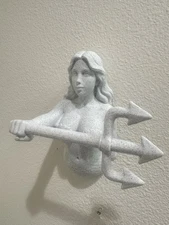 Mermaid Hand Towel Holder Wall Mount Hanging Sculpture Art Fantasy Ocean Decor