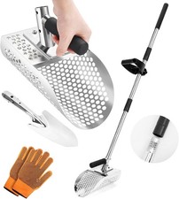 Long Handle Sand Scoop, Stainless Steel Shovel Scoop for Metal Detecting for Adu