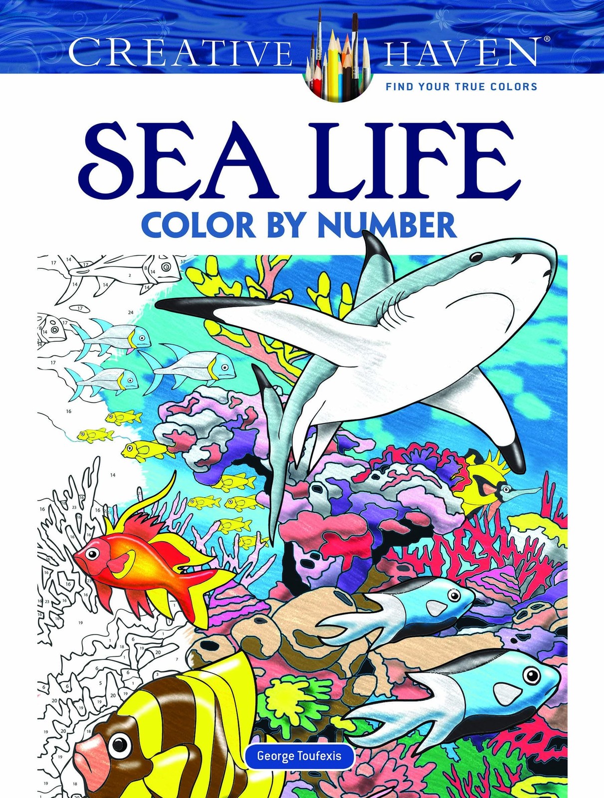 Creative Haven Sea Life Color by Number Coloring Book by George Toufexis NEW - Image 4