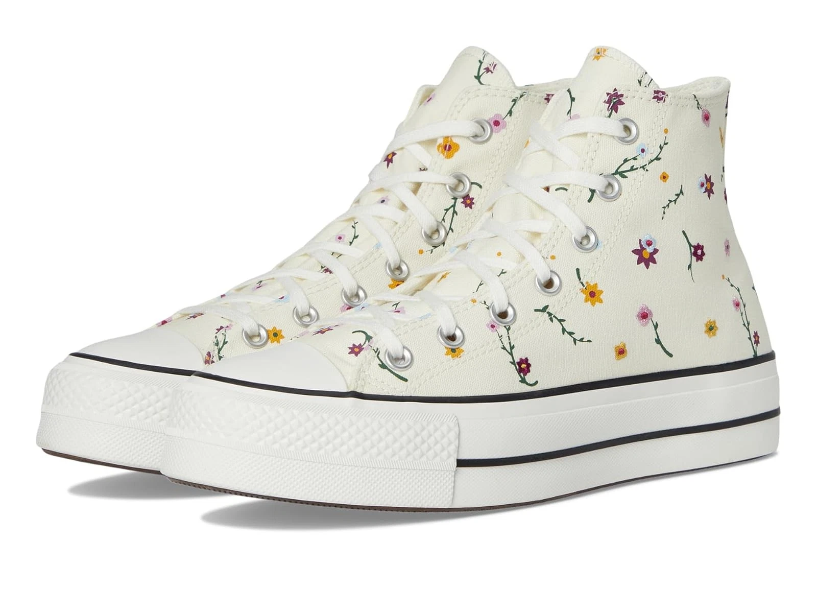 Scarpe Donna Converse Chuck Taylor All Star Lift Platform Fiori Ricamati
