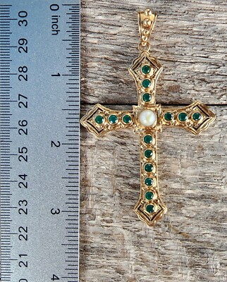 Nicky Butler Designer Signed Cross Large Pendant Bronze  display picture 1