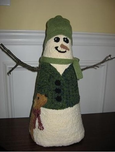 Snowman With Puppy - 3D Rug Hooking Paper Pattern - Prairie Road Designs - Picture 3 of 3