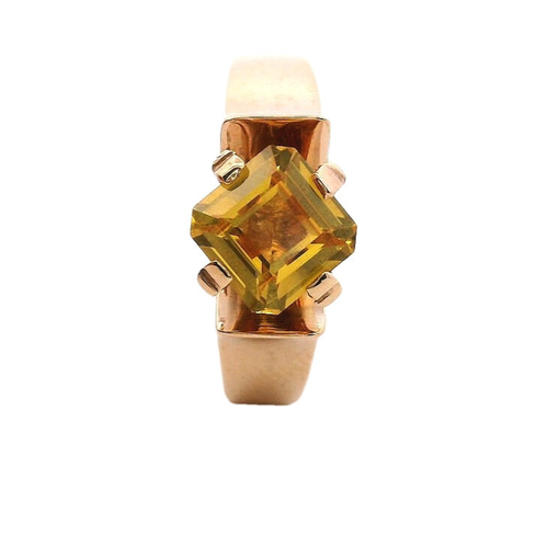 9ct Yellow Gold Ring with Square Cut Crafted Golden Sapphire, Claw Set - 第 21/24 張圖片
