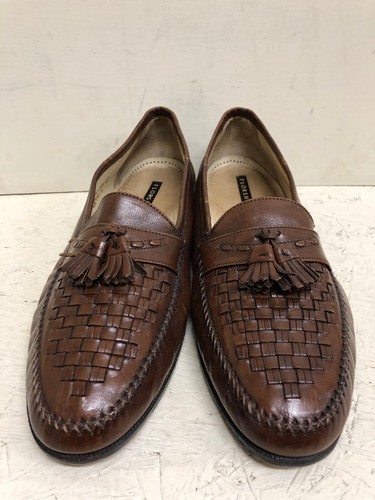 Florsheim Men Brown Leather Tassel Weaved Loafers Model 30153 size US 12 - Picture 2 of 12