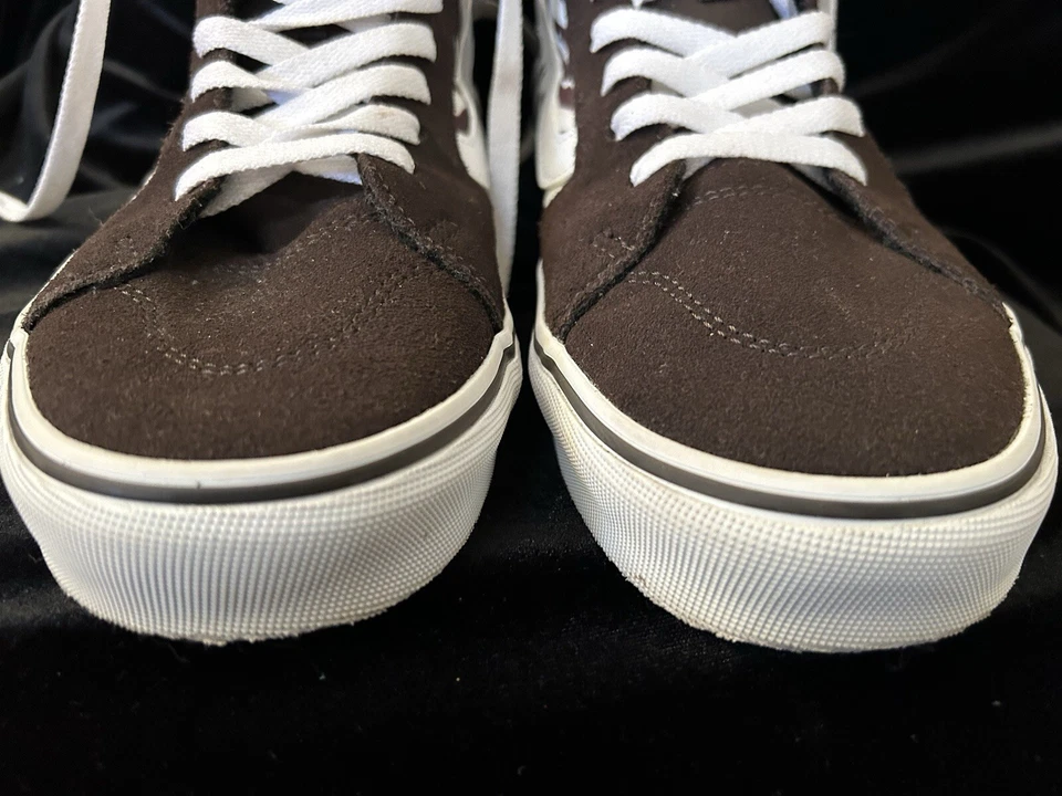 EUC Vans Sk8 замши холст коричневый зебра Hi сужающийся кроссовки женщин 9 - Изображение 3 из 4