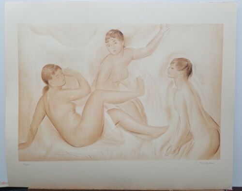 Renoir Vintage Lithograph "Three Bathers" 1960's 23"×28" - Afbeelding 1 van 4