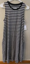 Time And Tru Women's Sleeveless Knit BlackDress W/pockets Size 12-14 NWT