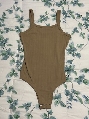 SHEIN Womens Bodysuit One Piece Sleeveless Brown Size S