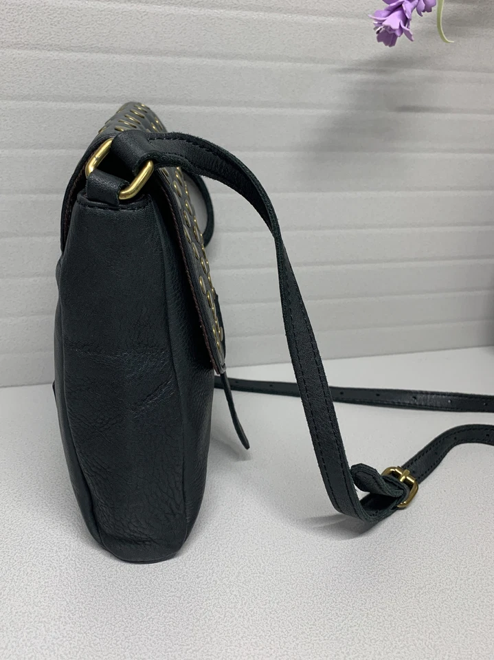 Bolso Bandolera Pequeño Linea Pelle Cuero Tachonado Negro ~ ¡Clásico! Foto 4 de 4