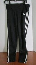ADIDAS CLIMALITE Black w/ White Stripes ATHLETIC PANTS  Women's Medium
