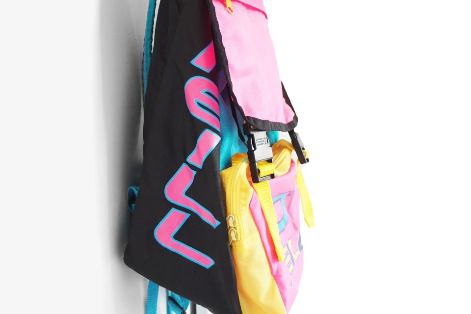 Mochila vintage O'NEILL bolso multicolor años 90 logotipo grande bolso escolar brillante Foto 3 de 4