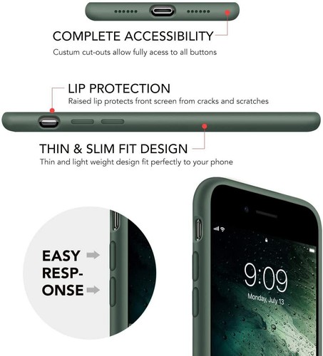 OUXUL iPhone SE 7 8 Case Forest Green Silicone Gel Rubber NEW - 第 5/6 張圖片