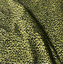 Green Black Leopard Animal Print Fabric Cotton Curtain Material - 140cm wide