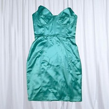 Party Dress Pretty Little Thing Satin Dress Turquoise Size 4