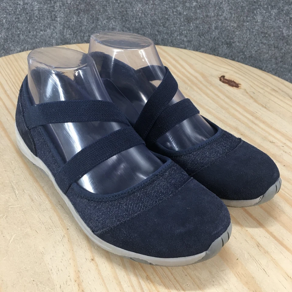 Zapatos Lands End para mujer 7B Tenis Cuero Azul Sin cordones Informales Punta Redonda Parte Superior Baja Foto 3 de 4