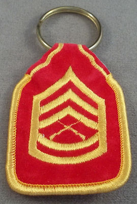 US Marine Corps Gunnery Sergeant E-7 Rank Embroidered Keychain