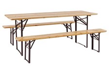 Set Tavolo Birreria 200X60 cm pieghevole da Esterno Giardino Legno con 2 panche