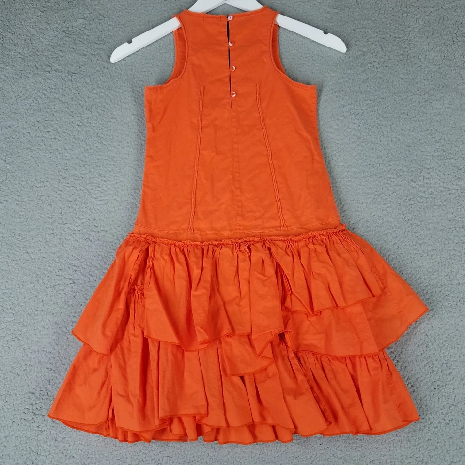 Eliane Et Lena Dress Girl's Kid's 10A Orange Midi Ruffled Tiered Boutique Flowy - Image 2 of 4