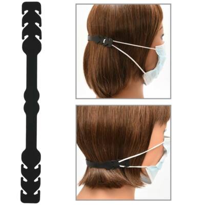 Mask Mates Mask Extender Strap Holders 43951 (2) Washable Silicone Black