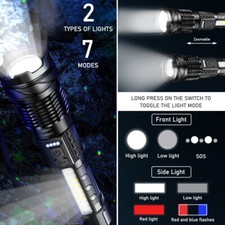 High Power 9900000LM 7-Modes Rechargeable LED Torch Camping Handheld Flashlights