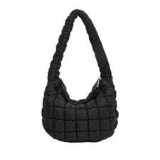 Women Quilted Tote Bag Cotton Padded Cassette Puffer Shoulder Handbag Cloud Bag