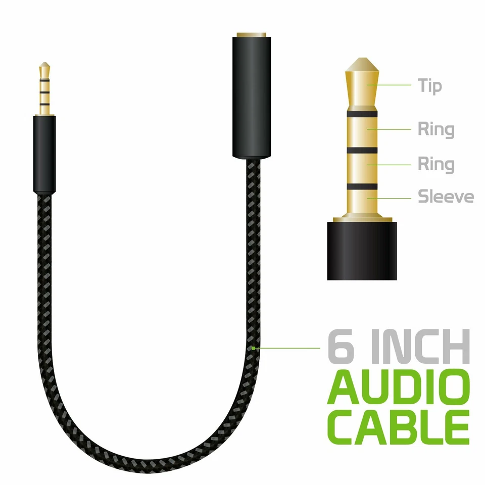 Cellet TRRS 3.5mm Aux Audio Adapter Male to Female Slim Headphone Jack Cable - Image 3 of 4