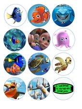 Set of 12 Finding Nemo Edible Image rounds, Cake image, Wafer paper, pre cut