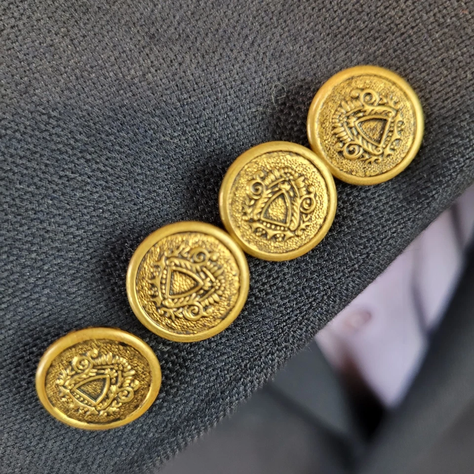 Blazer masculino 44R Club Room coroa dourada botão 100% lã azul marinho terno esportivo casaco - Imagem 3 de 4