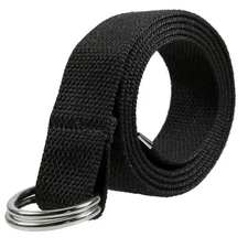 Canvas Web D Ring Belt Silver Buckle Military Style for men & women