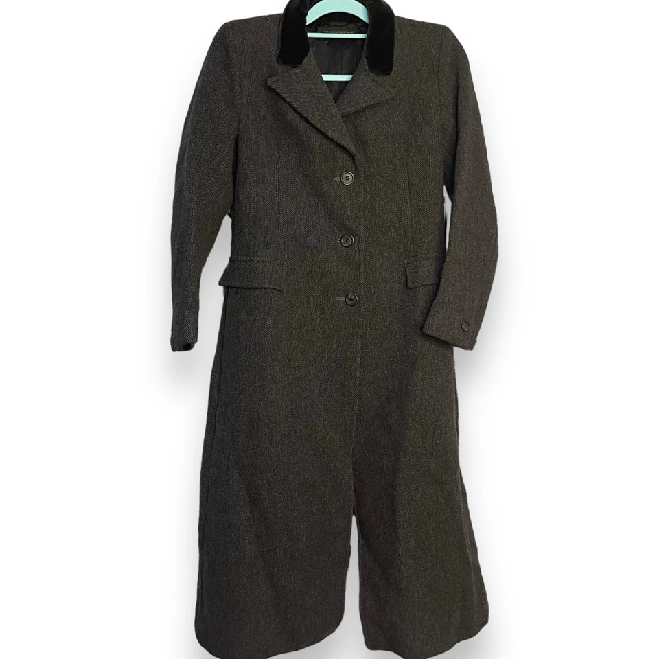 Gabardina Brooks Brothers para mujer gris medio bolsillos forrados vintage negocios Foto 3 de 4