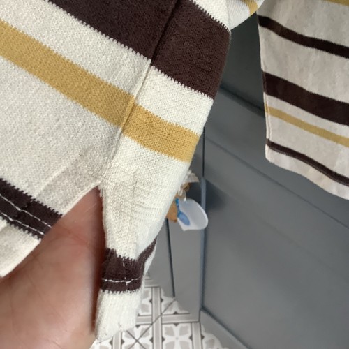 ZARA Men’s Cotton Jumper Size M 100% Cotton Cream, Tan & Brown striped - Picture 4 of 7
